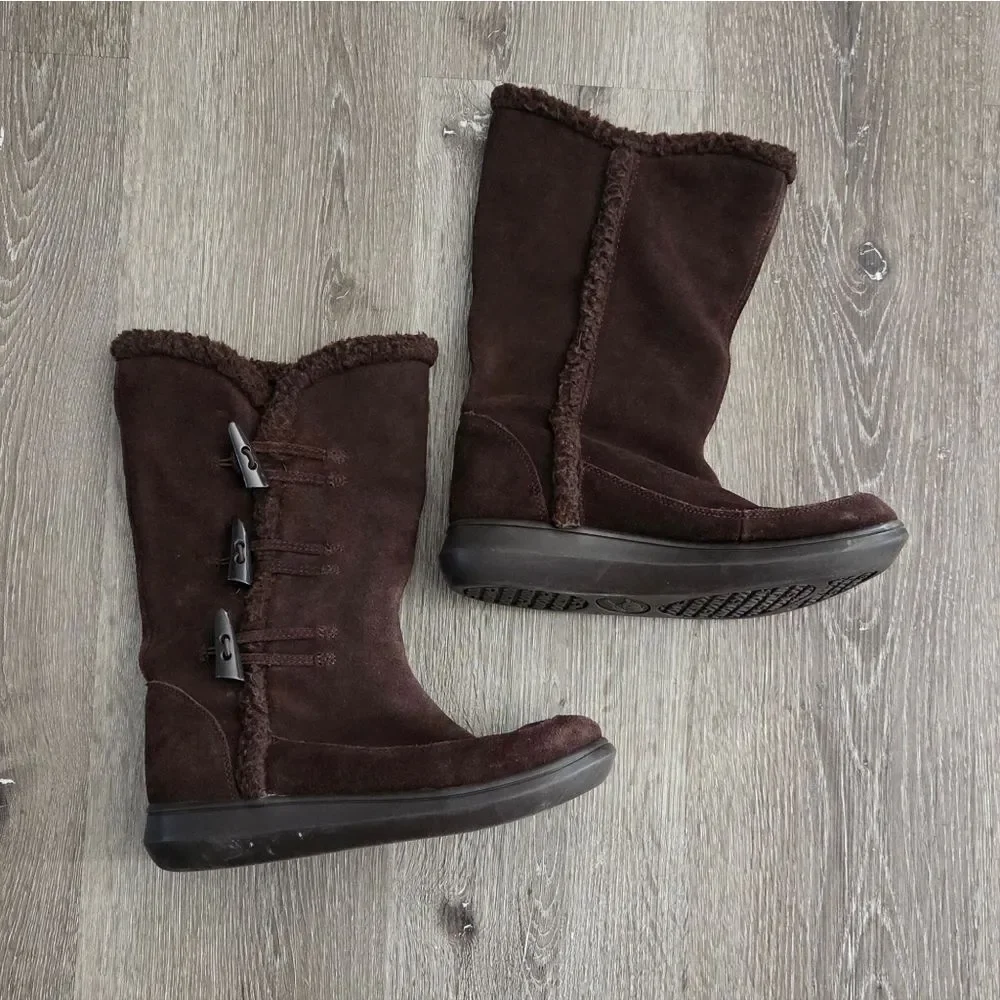 Rocket Dog Women's Brown Suede Shearling Mid Calf Winter Boots Size 9